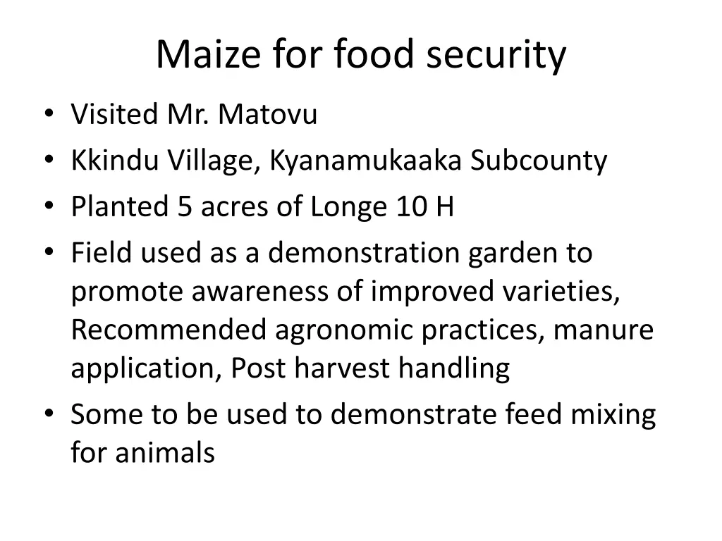 maize for food security