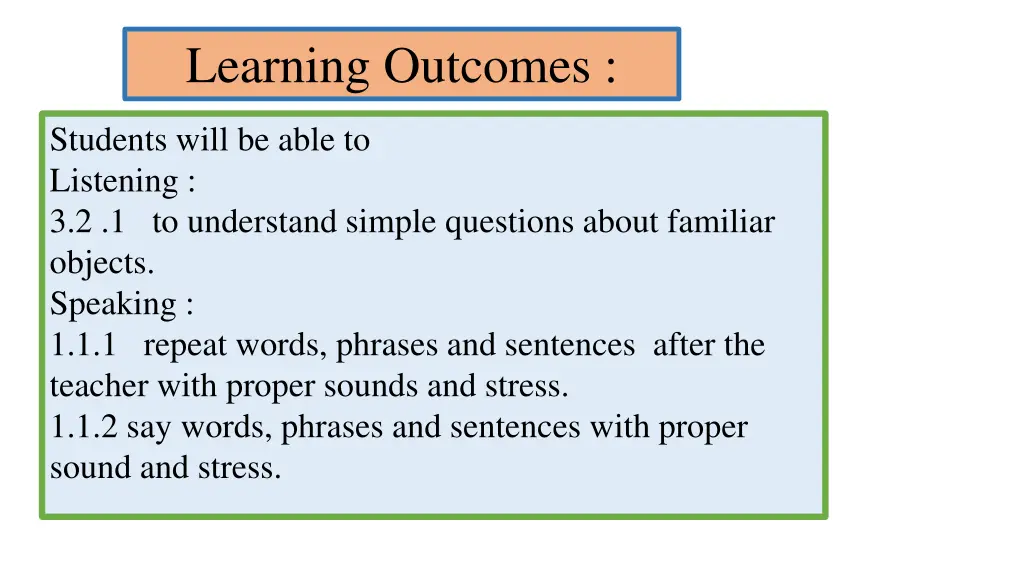 learning outcomes