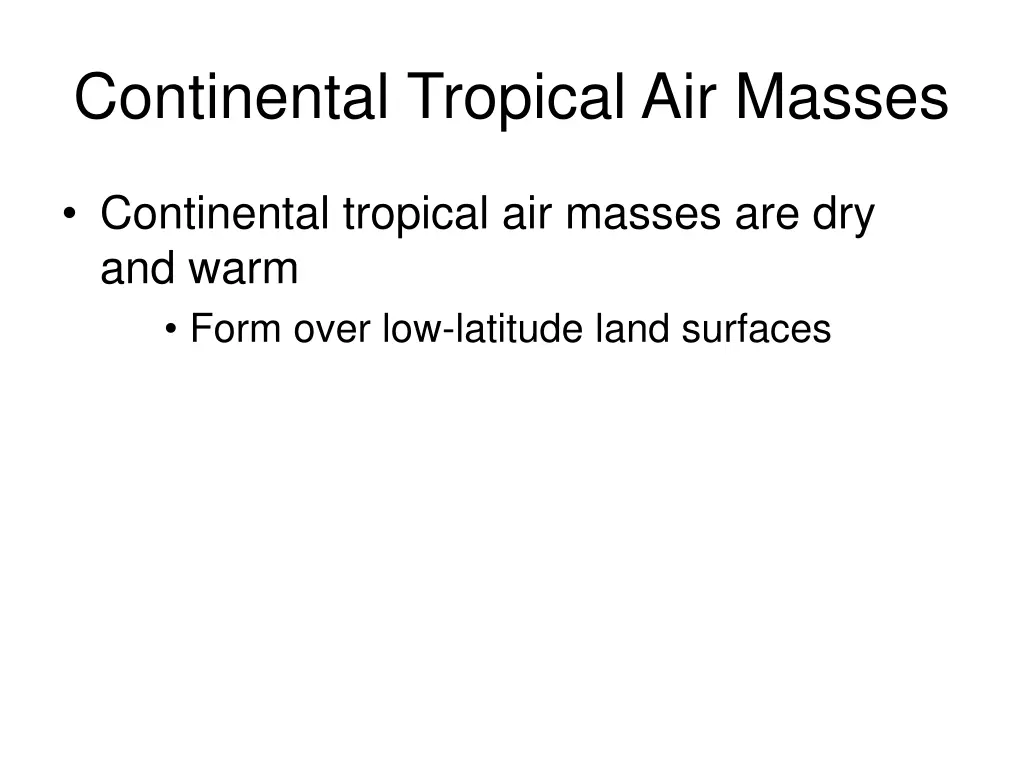 continental tropical air masses 1