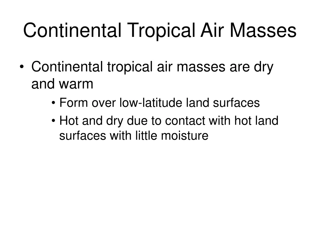 continental tropical air masses 2