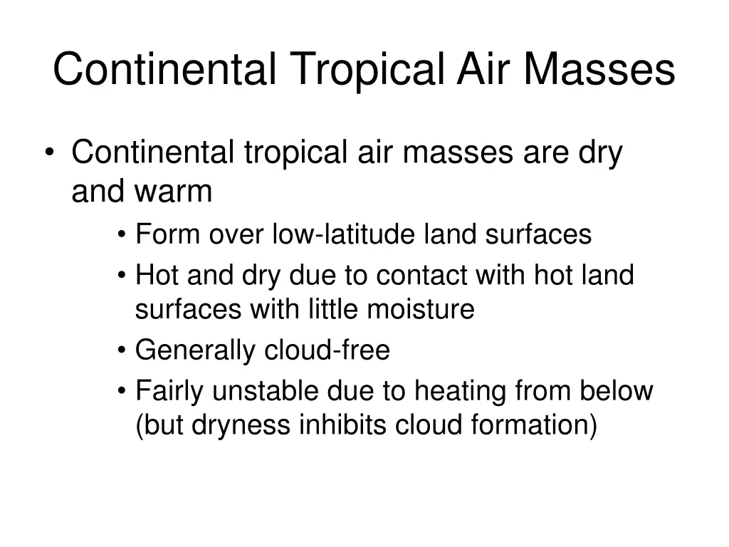 continental tropical air masses 4