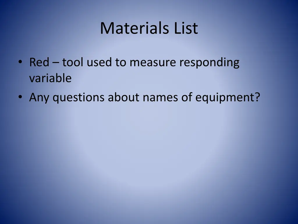materials list