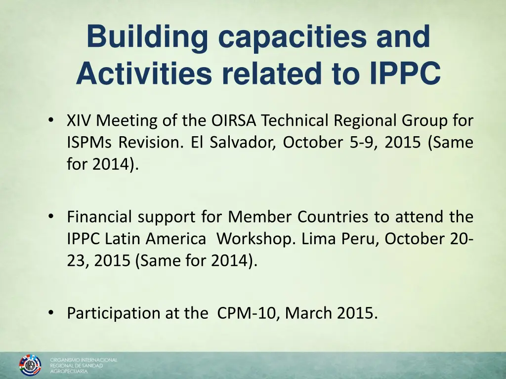 building capacities and activities related to ippc