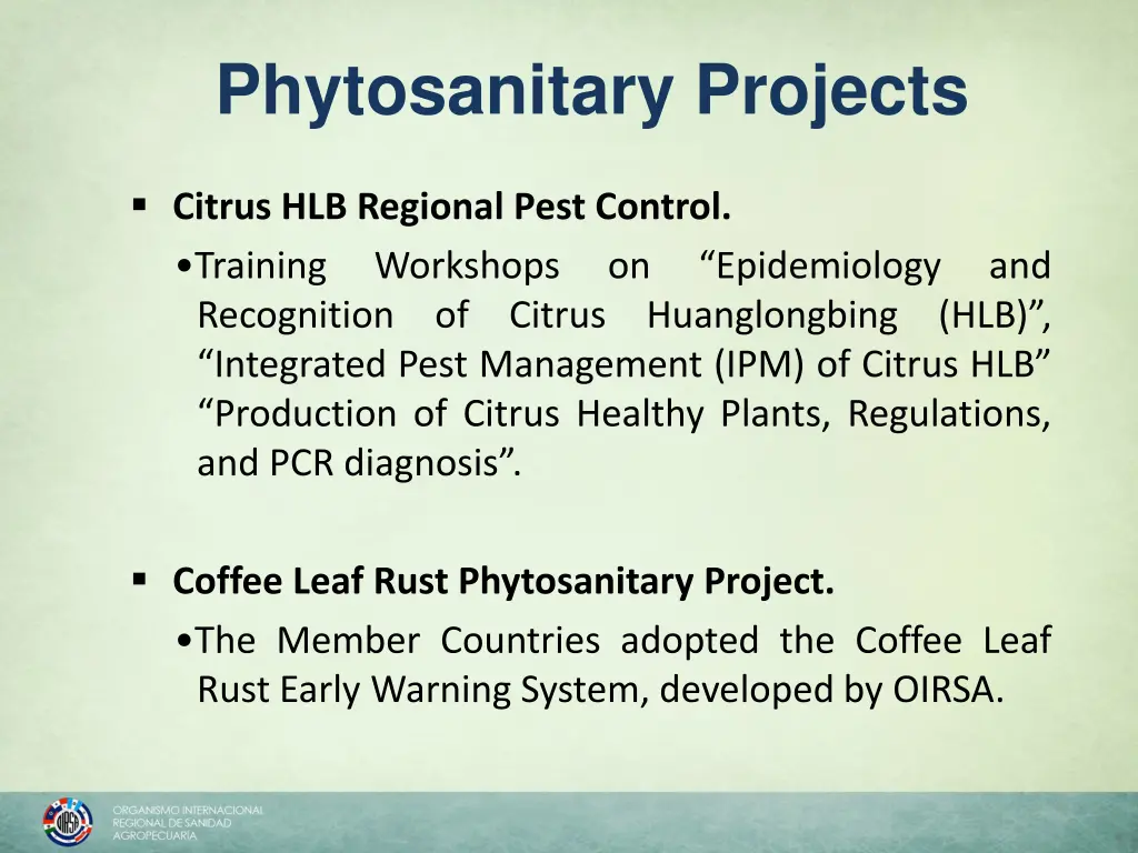 phytosanitary projects