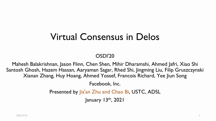 virtual consensus in delos