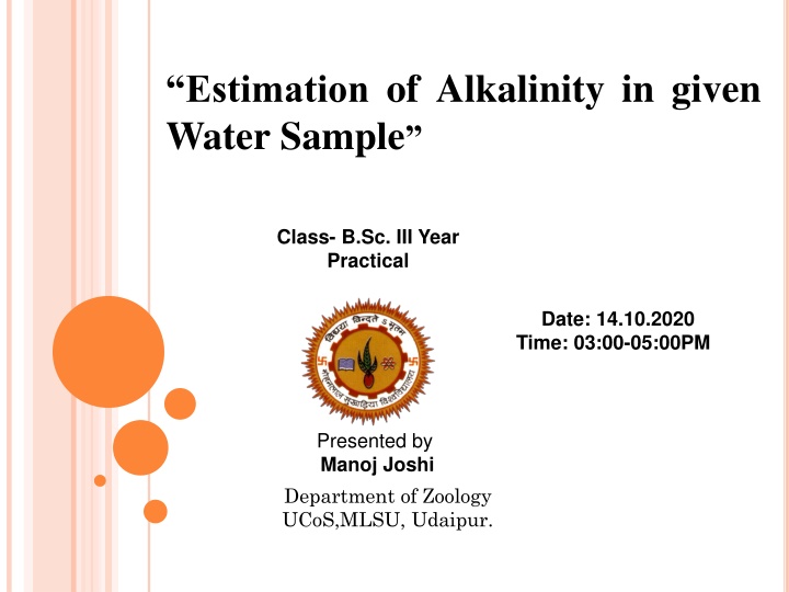 estimation of alkalinity in given water sample