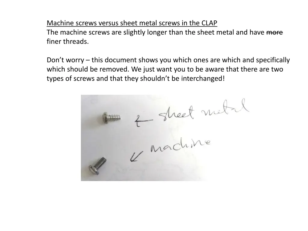 machine screws versus sheet metal screws