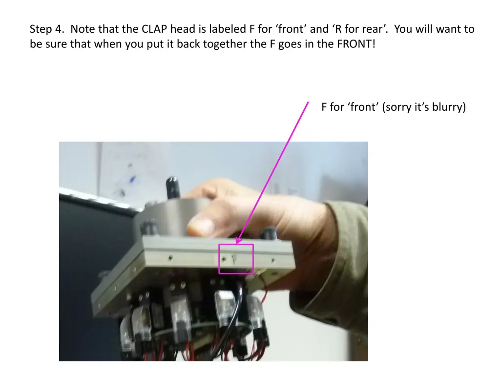 step 4 note that the clap head is labeled