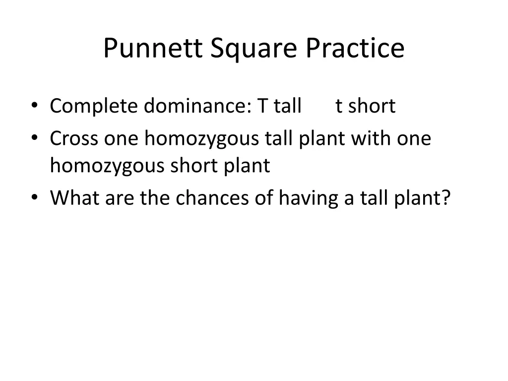 punnett square practice 1