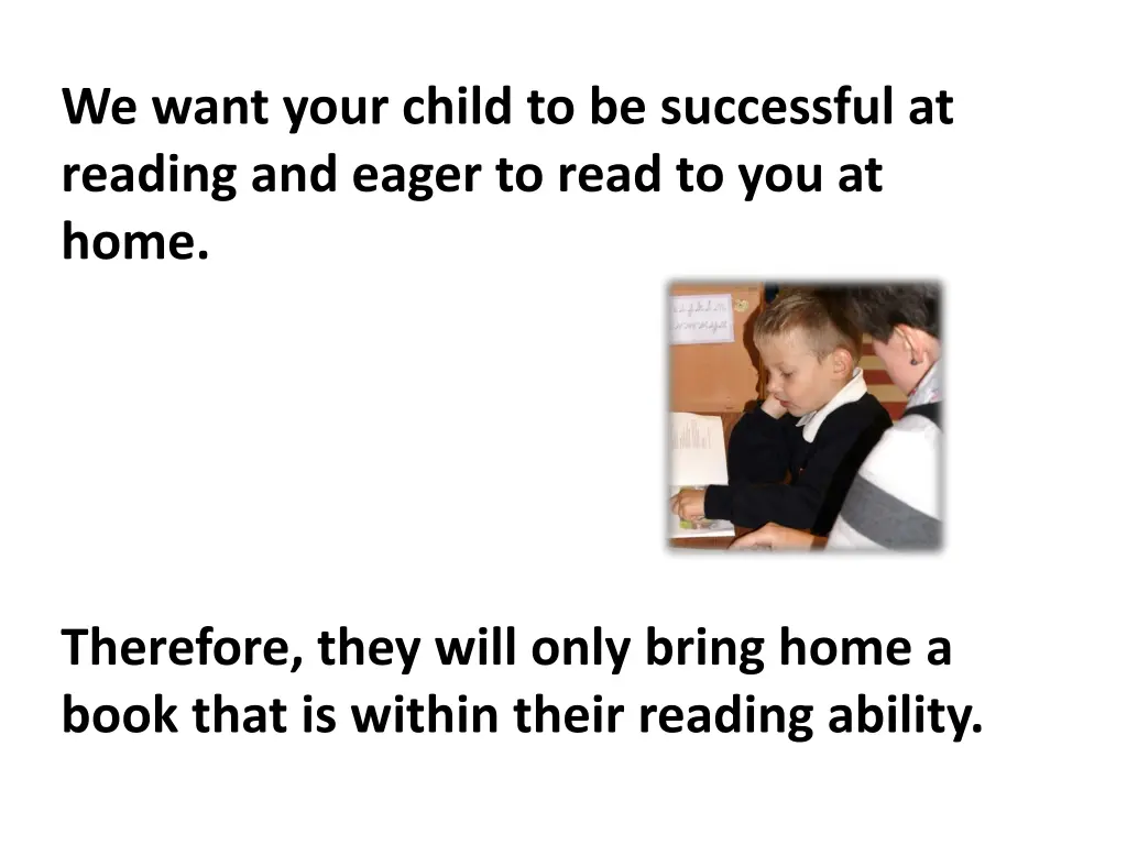 we want your child to be successful at reading