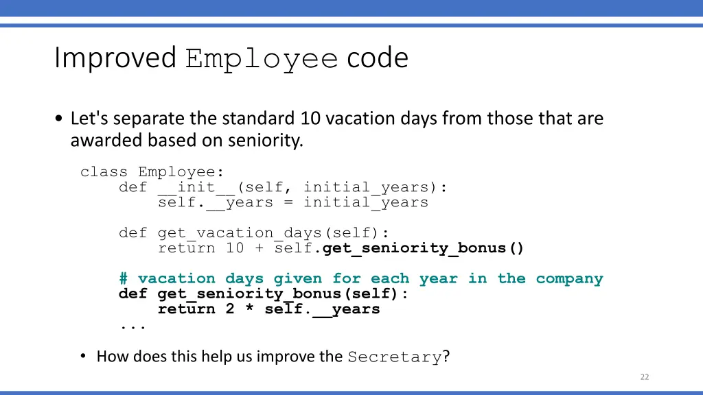 improved employee code