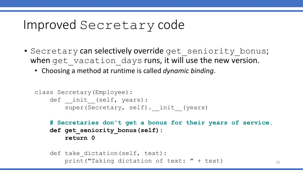 improved secretary code