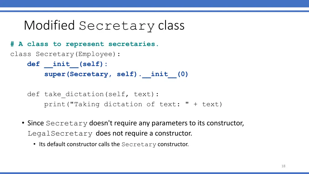 modified secretary class