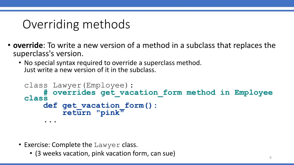 overriding methods