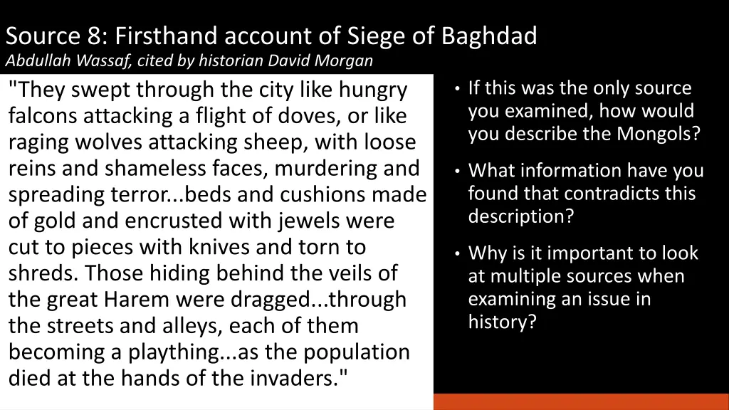 source 8 firsthand account of siege of baghdad