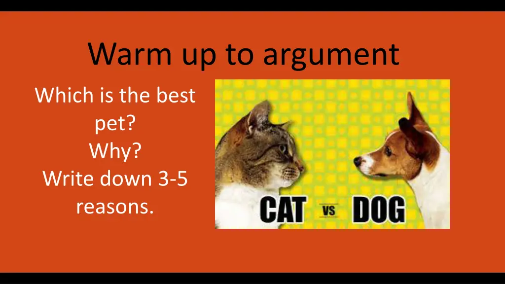 warm up to argument