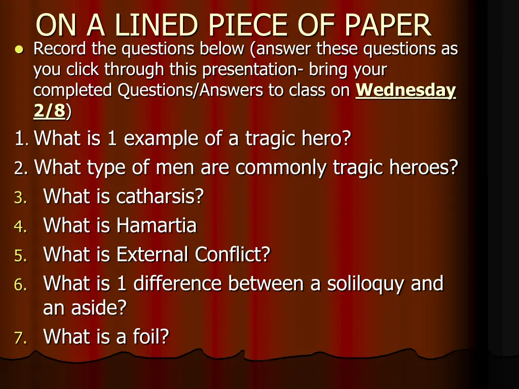 on a lined piece of paper record the questions