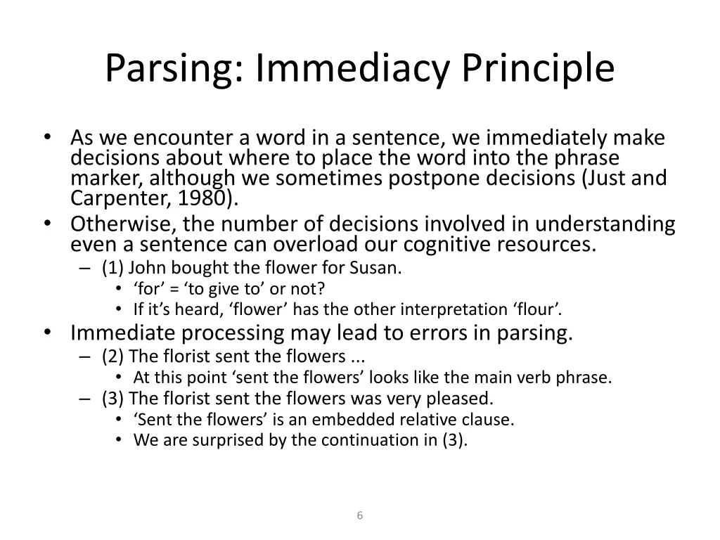 parsing immediacy principle