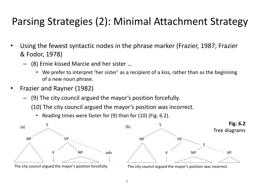 parsing strategies 2 minimal attachment strategy