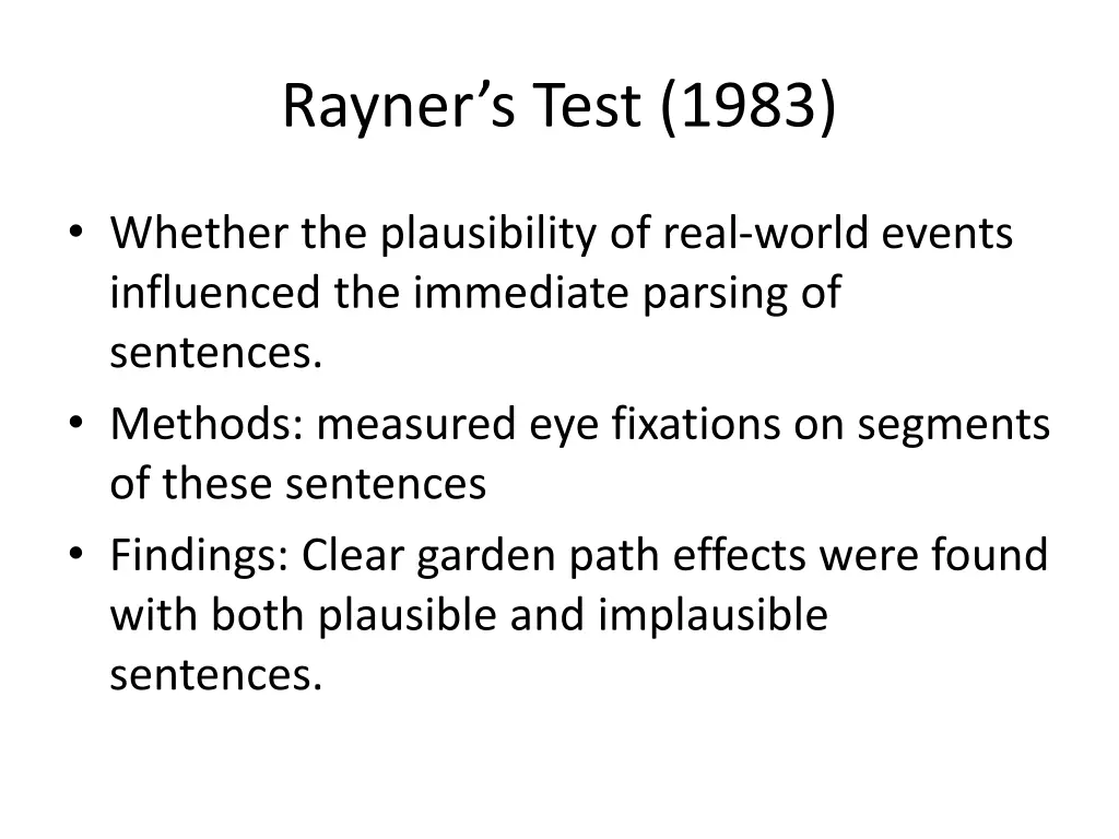 rayner s test 1983