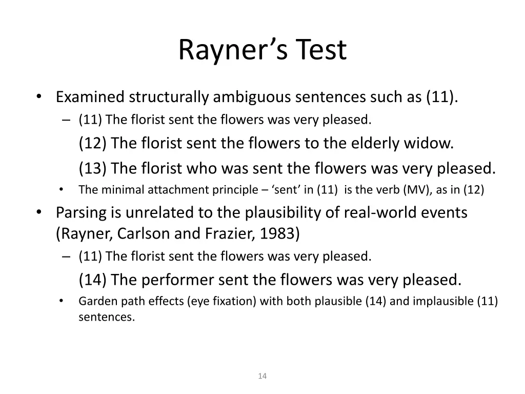 rayner s test