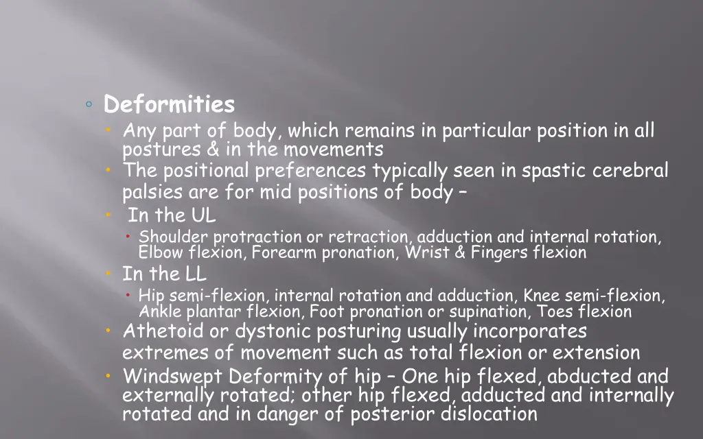 deformities any part of body which remains