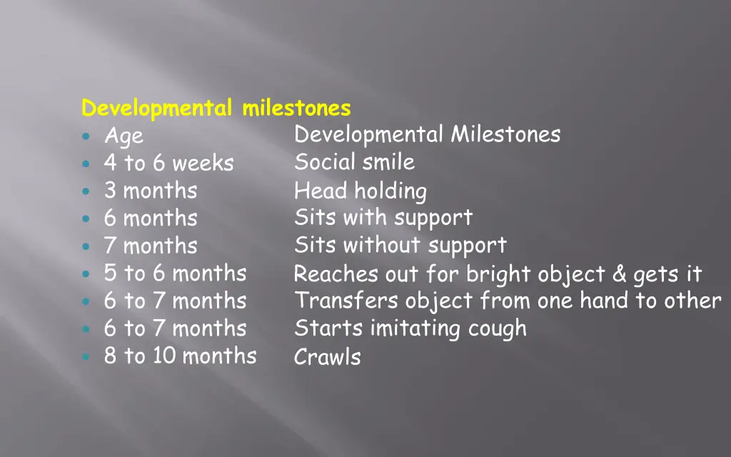 developmental milestones age 4 to 6 weeks