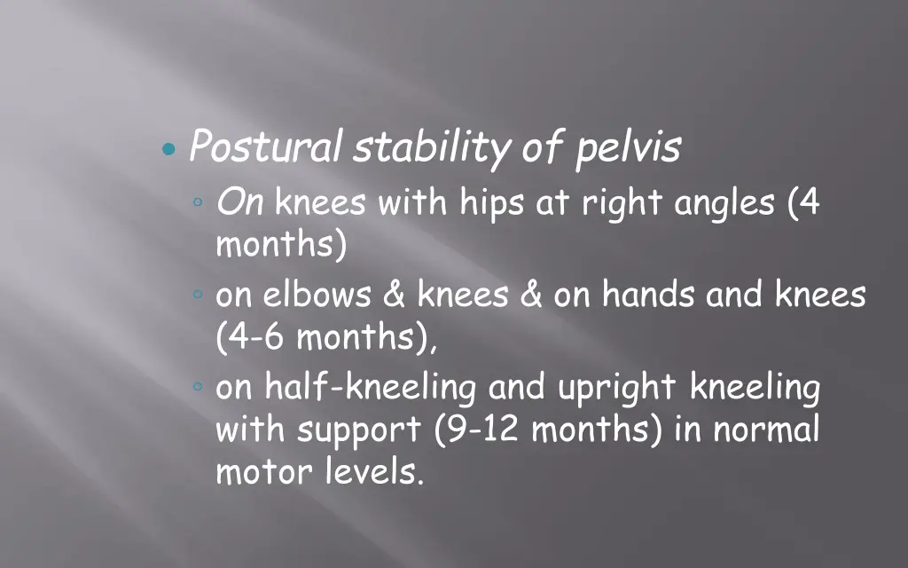 postural stability of pelvis on knees with hips