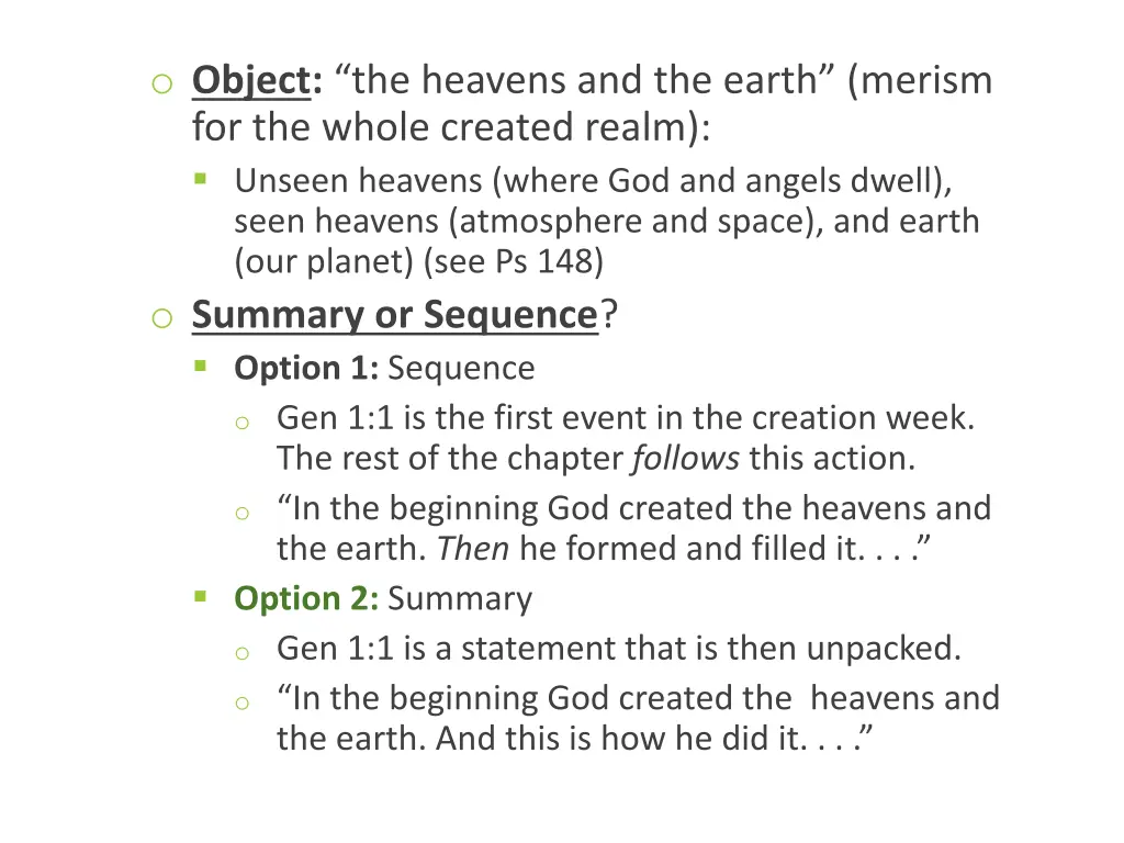 o object the heavens and the earth merism 1