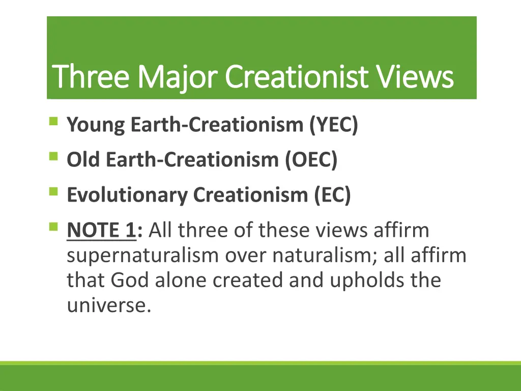 three major creationist views three major 1