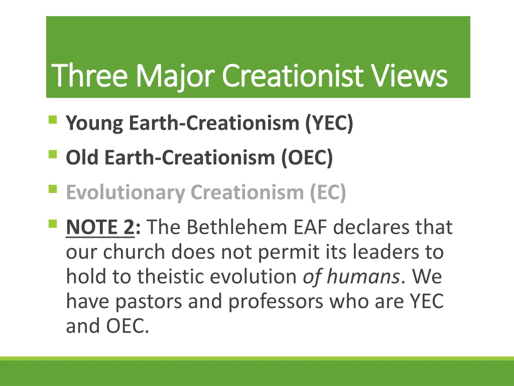 three major creationist views three major 2