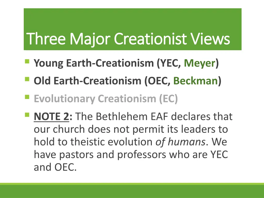 three major creationist views three major 3