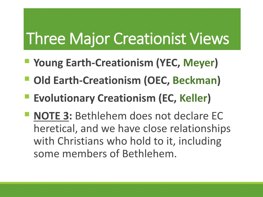 three major creationist views three major 5