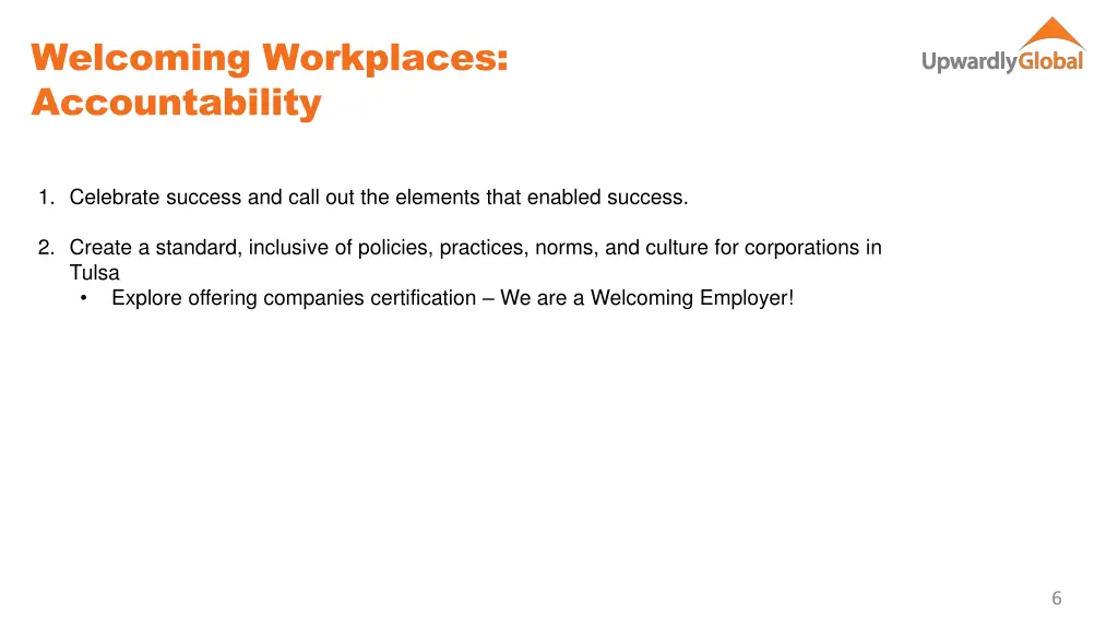 welcoming workplaces accountability