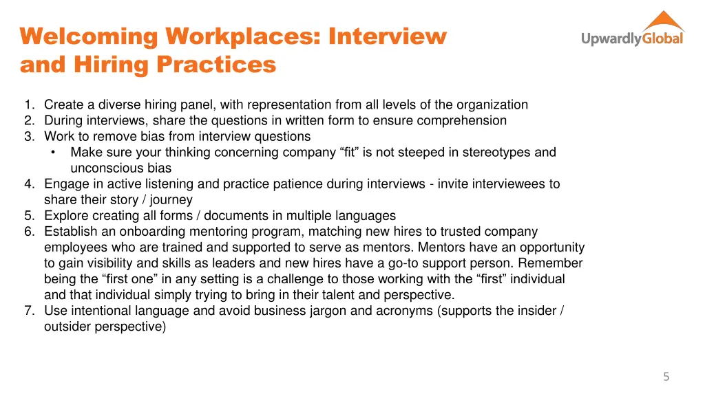 welcoming workplaces interview and hiring