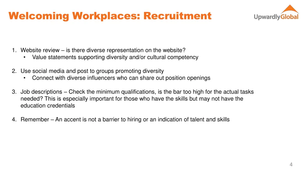 welcoming workplaces recruitment