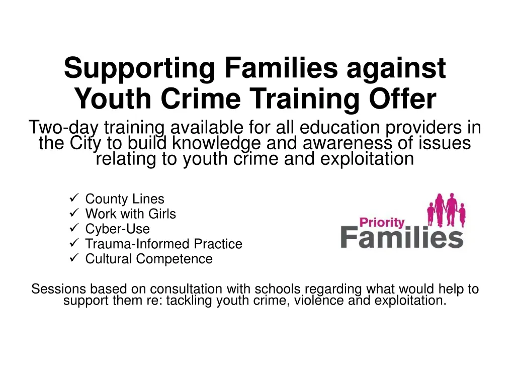 supporting families against youth crime training