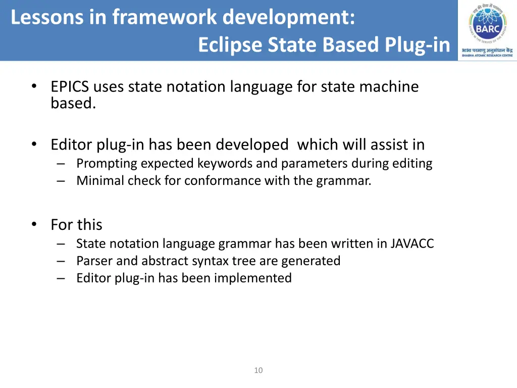 lessons in framework development eclipse state 1