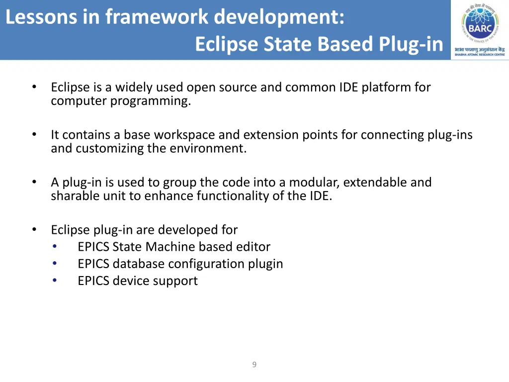 lessons in framework development eclipse state