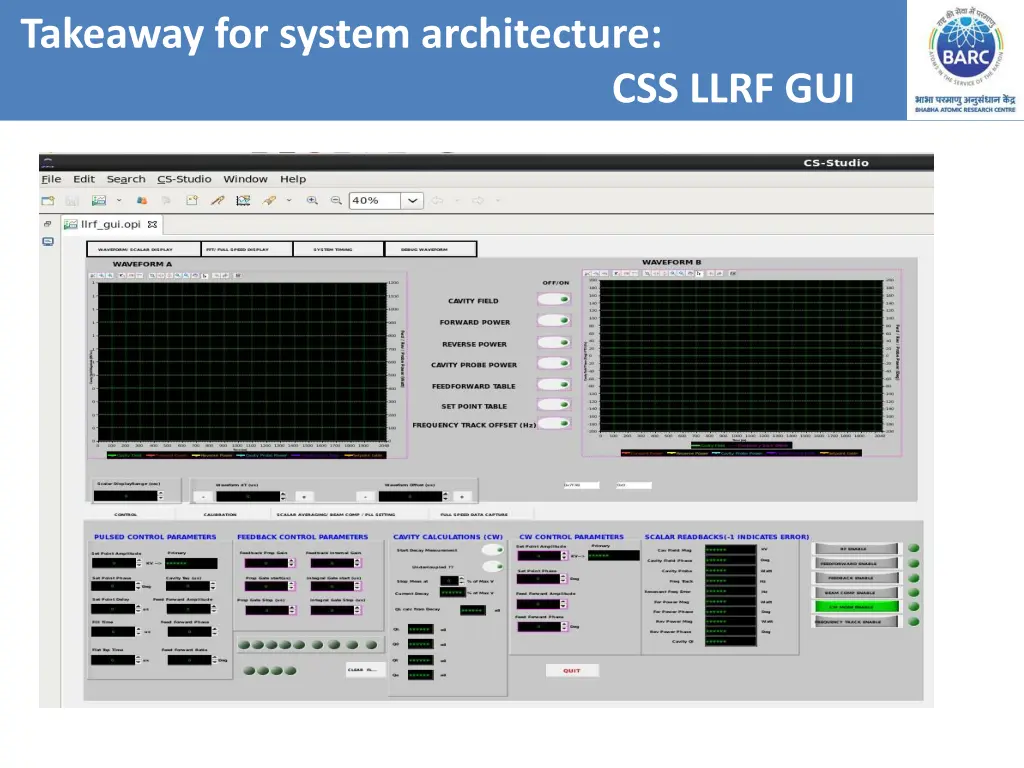 takeaway for system architecture css llrf gui