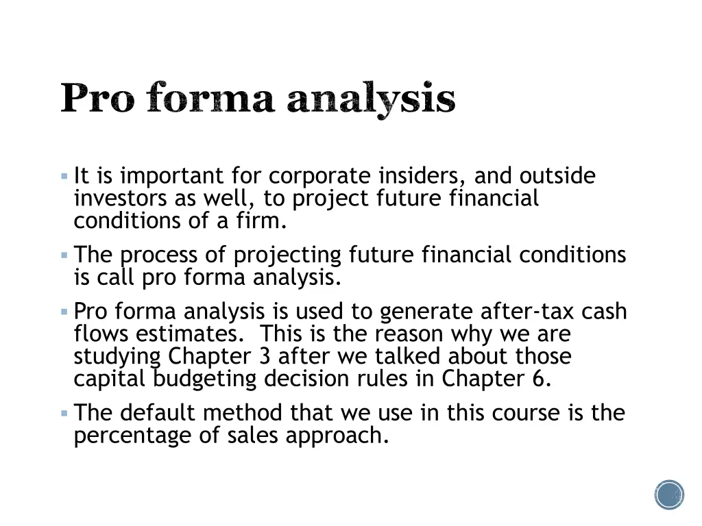 pro forma analysis