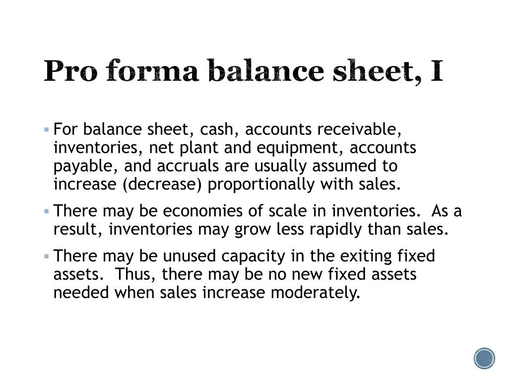 pro forma balance sheet i