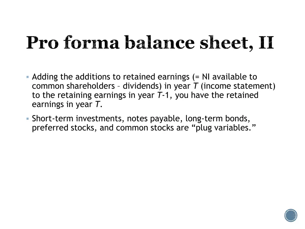 pro forma balance sheet ii