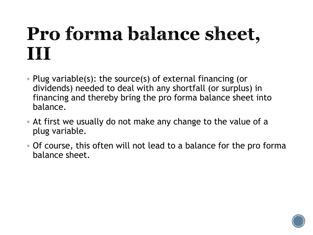 pro forma balance sheet iii