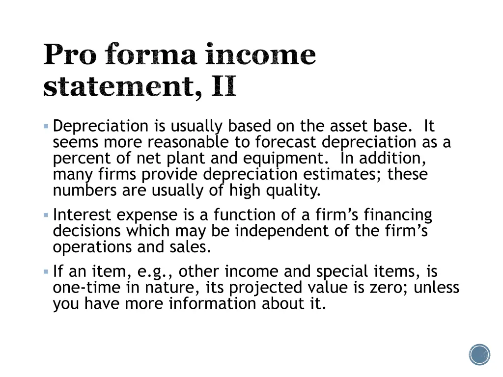 pro forma income statement ii