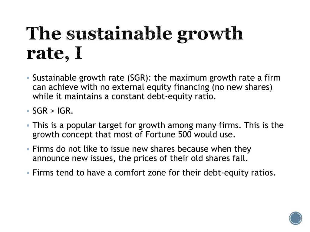 the sustainable growth rate i