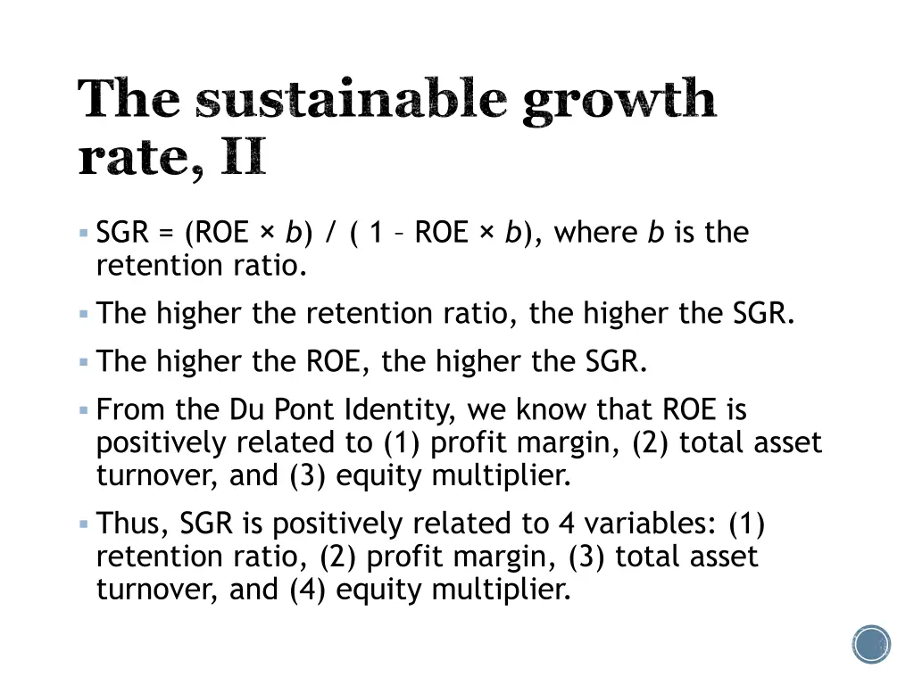 the sustainable growth rate ii