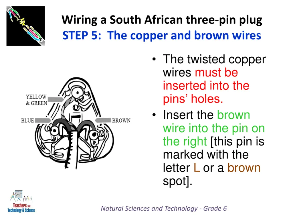 wiring a south african three pin plug step 1