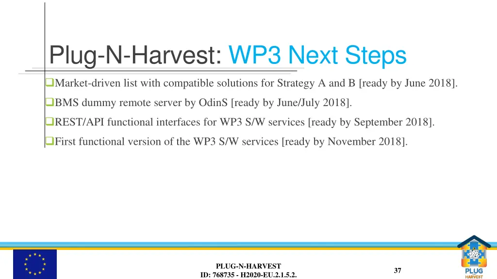 plug n harvest wp3 next steps