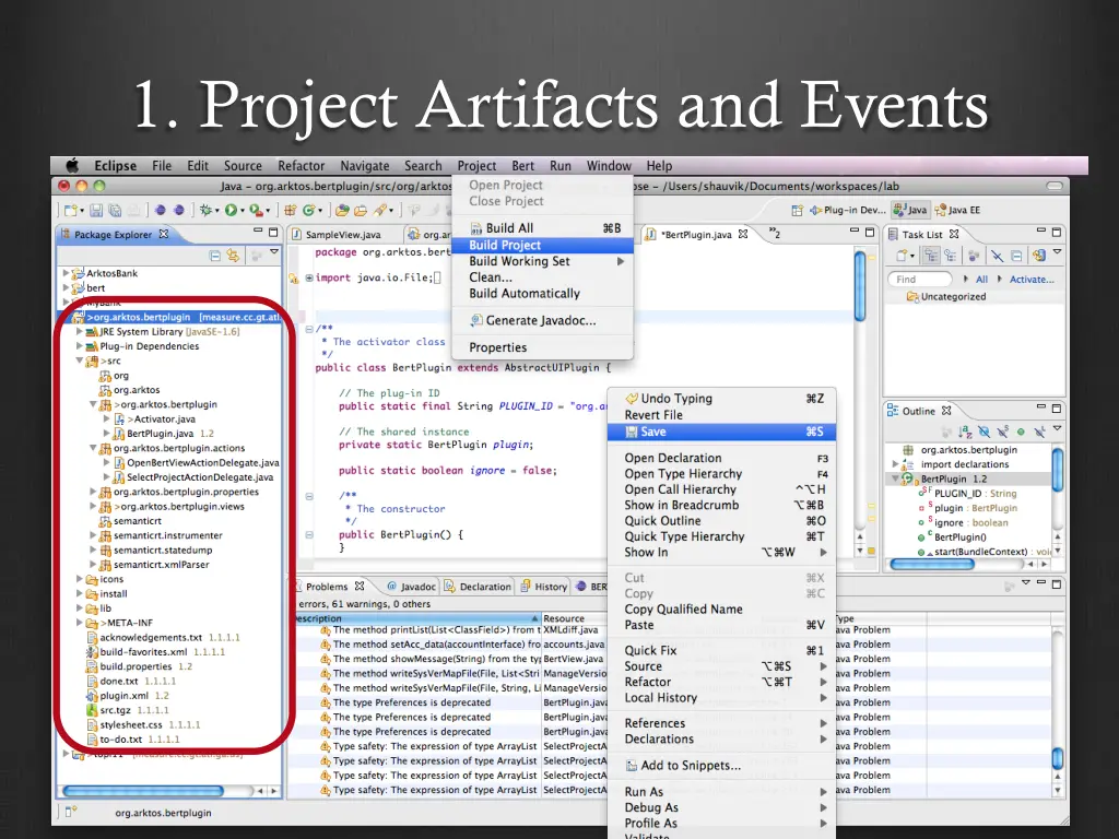 1 project artifacts and events